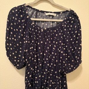 Abercrombie & Fitch Navy Polka Dot Blouse